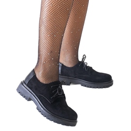 Zapatos casual negros con cordones confeccionados en ante ecológico Kalila