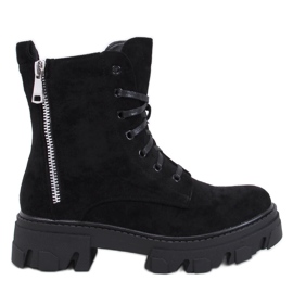 Healy Botines negros con cordones y suela gruesa