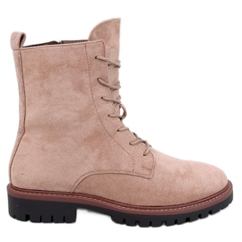 Simmer Botines con cordones de ante caqui beige