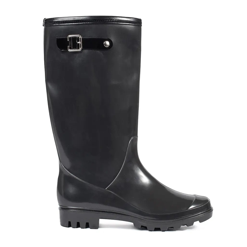 Botas de agua altas mujer charol negro