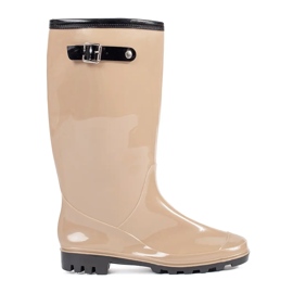 Botas de agua mujer charol alto beige