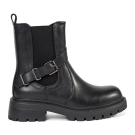 Botas Chelsea de mujer de piel negra con plataforma Sergio Leone negro