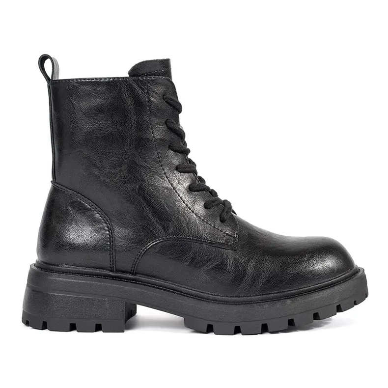 Botas trabajadoras de mujer de piel negra con plataforma Sergio Leone negro
