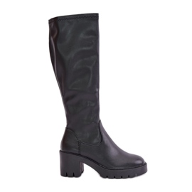 Botas Sobre La Rodilla De Piel Ecológica Con Tacón Alto Vinceza 58332 Negro