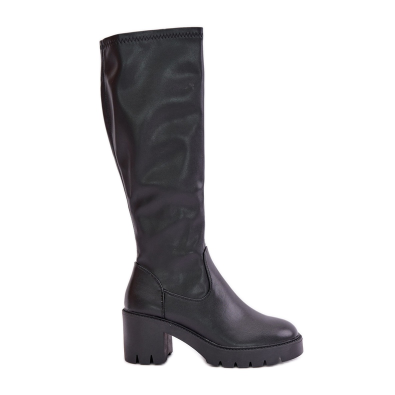 Botas Sobre La Rodilla De Piel Ecológica Con Tacón Alto Vinceza 58332 Negro