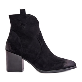 Botas camperas con tacón alto, aisladas con ante ecológico Vinceza 58345, negro