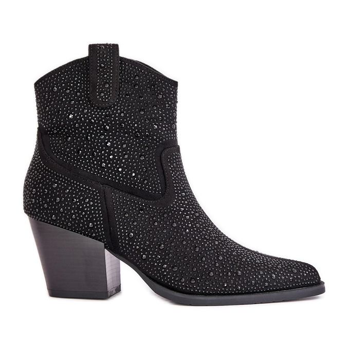 Botas Vaqueras Decoradas Con Tacón Alto Y Puntera En Punta S.Barski HY42-121 Negro