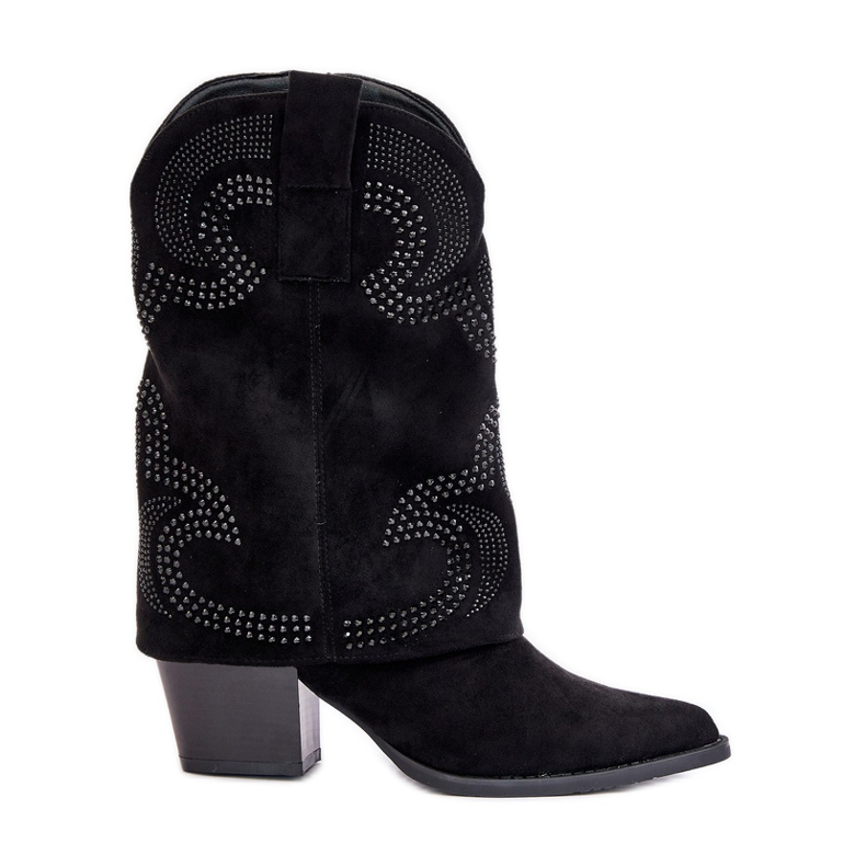 Botas Cowboy Media Pierna Decoradas Con Tacón Alto S.Barski HY42-153 Negro