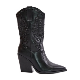 Botas vaqueras aislantes con decoración de tacón alto, Arlitta negra negro