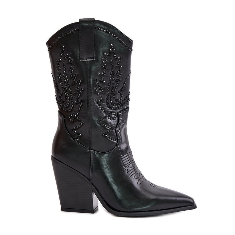 Botas vaqueras aislantes con decoración de tacón alto, Arlitta negra negro Botas vaqueras aislantes con decoración de tacón alto, Arlitta negra negro