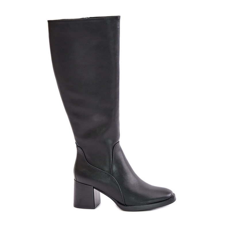 Botas Tacón Alto De Piel Por Encima De La Rodilla Cálidas Sergio Leone KZ231-S Negro