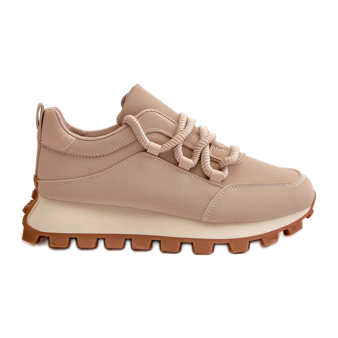 Calzado deportivo: Zapatillas deportivas con plataforma de ecopiel, color beige. Calzado deportivo: Zapatillas deportivas con plataforma de ecopiel, color beige.