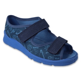 Pantuflas infantiles befado con velcro 969Y174 azul marino