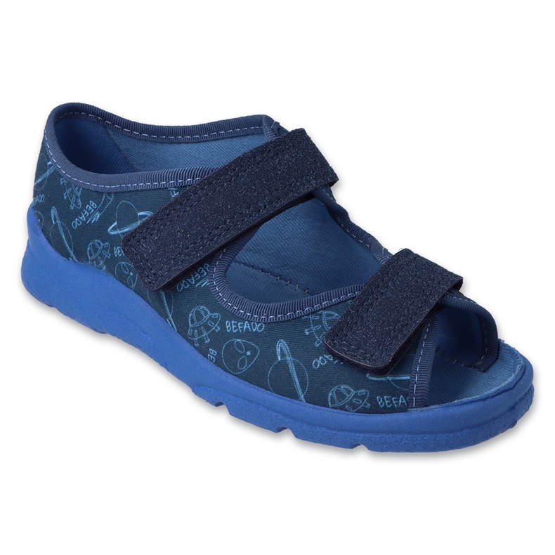Pantuflas infantiles befado con velcro 969Y174 azul marino