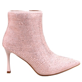 Botines de tacón con cristales Demish Champagne rosado