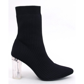 Destani Botas calcetín negras con tacón transparente - Inello negro