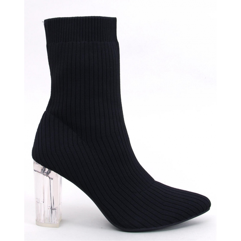 Destani Botas calcetín negras con tacón transparente - Inello negro