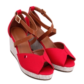 Berna Sandalias cuña punta abierta rojo - Inello Berna Sandalias cuña punta abierta rojo - Inello