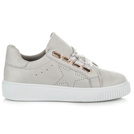 Ideal Shoes Zapatillas atadas con una cinta gris