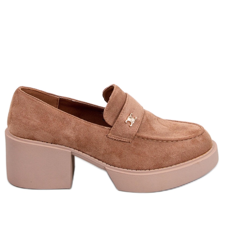 Mocasines tacón camel - marrón