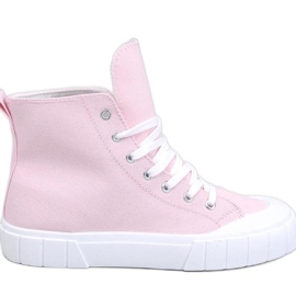 Zapatillas altas de lona rosa rosado