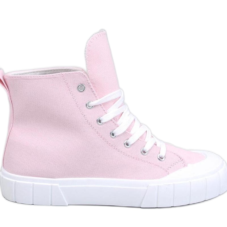 Zapatillas altas de lona rosa rosado