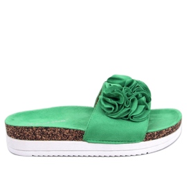 Sandalia Chanclas con flores Verde