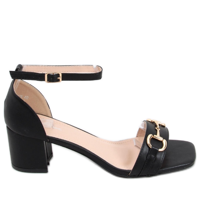 Sandalias negras de tacón negro Sandalias negras de tacón negro