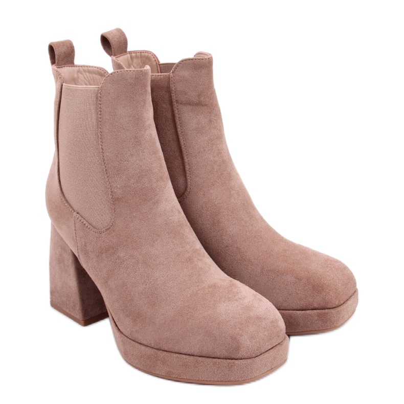 Botín tacón ancho caqui beige Botín tacón ancho caqui beige