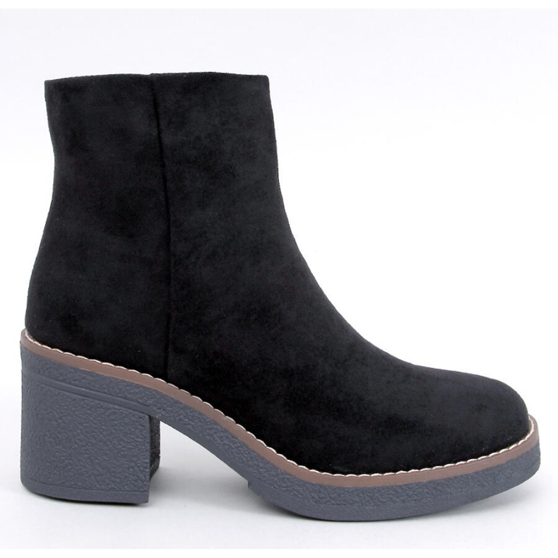 Eliza Botines de ante negro con tacón ancho - Inello