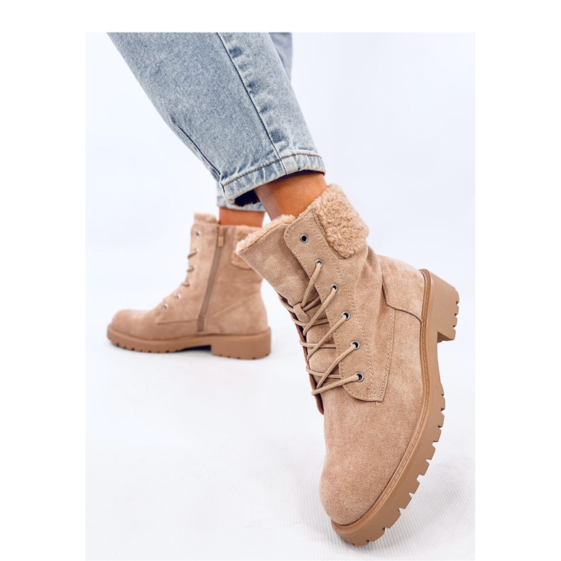 Botines cordones beige