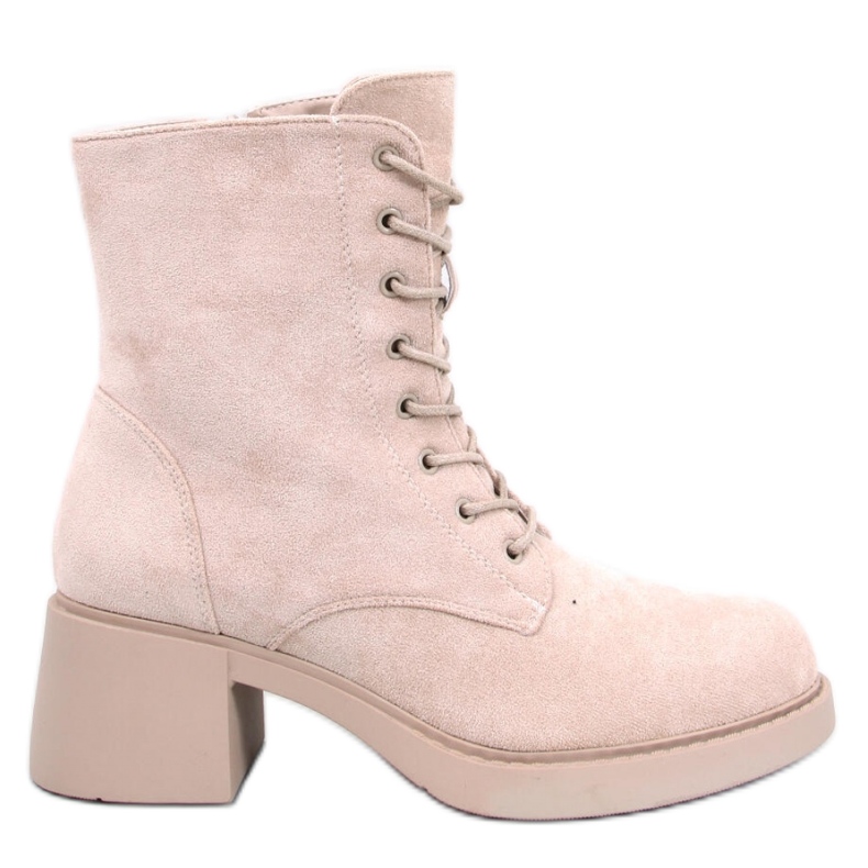 Botines cordones beige