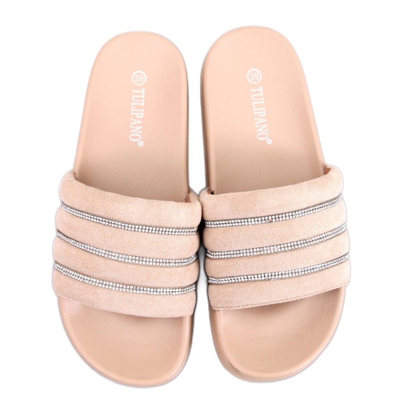 Sandalia chancla pedrería beige