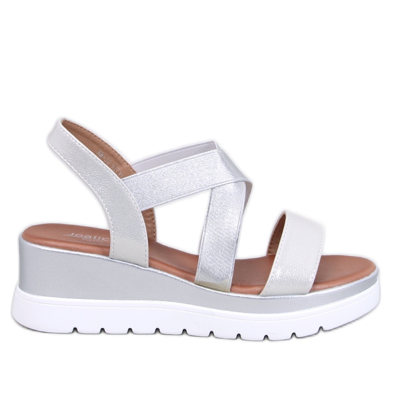 Sandalias cuña plateadas gris