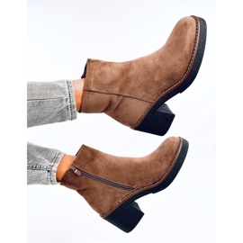 Botines de ante con tacón ancho Eliza Khaki - Inello marrón