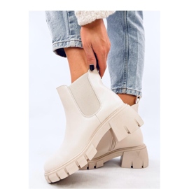 Ledeck Botas Chelsea tacón ancho Pu beige - Inello