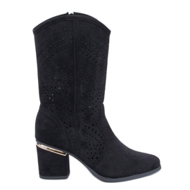 Botas tacón caladas negras negro