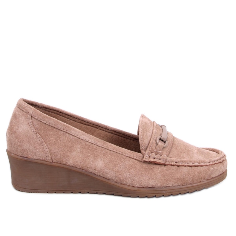 Mocasines cuña caqui beige