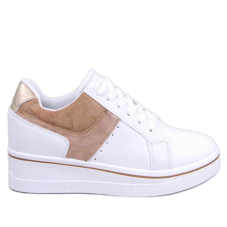 Zapatillas cuña beige blanco