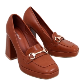 Mocasines tacón camel marrón