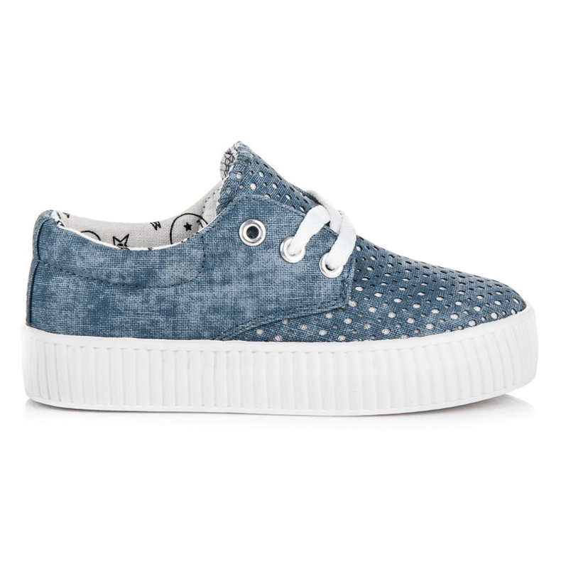 Kylie Atado zapatillas en la plataforma azul