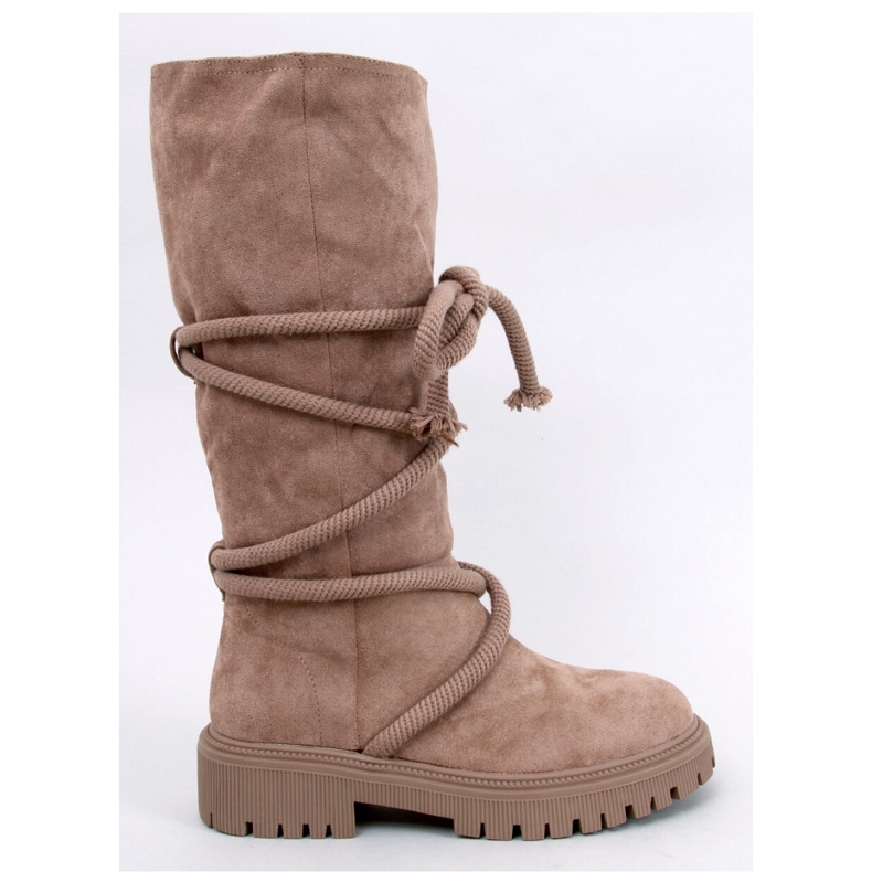 Botas de ante con cordón caqui marrón Botas de ante con cordón caqui marrón