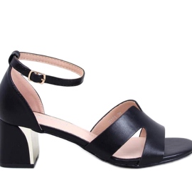 Sandalias de mujer con tacón plena flor negro