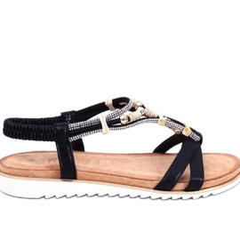 Sandalias de mujer con abalorios Negro