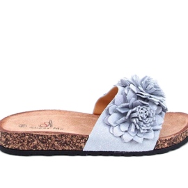 Chanclas de corcho con flores grises