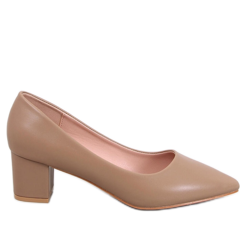 Zapatos de salón caqui de tacón bajo marrón Zapatos de salón caqui de tacón bajo marrón