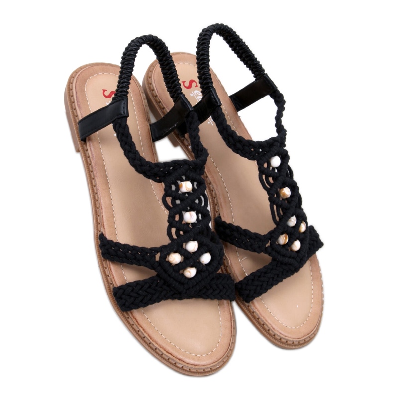 Sandalias boho tiras negras negro