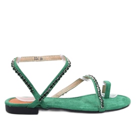 Sandalias chanclas verdes con circonitas