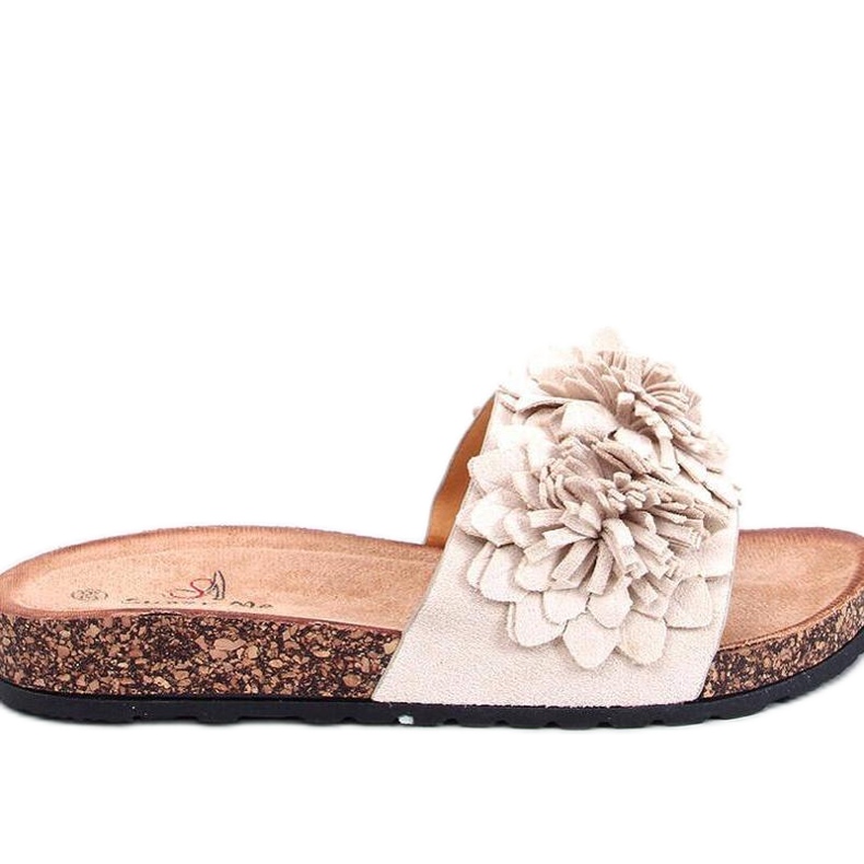 Sandalia Chanclas de corcho con flores Sebill Beige - Inello