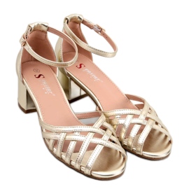 Sandalias tacón bajo Kermel Oro - Inello amarillo